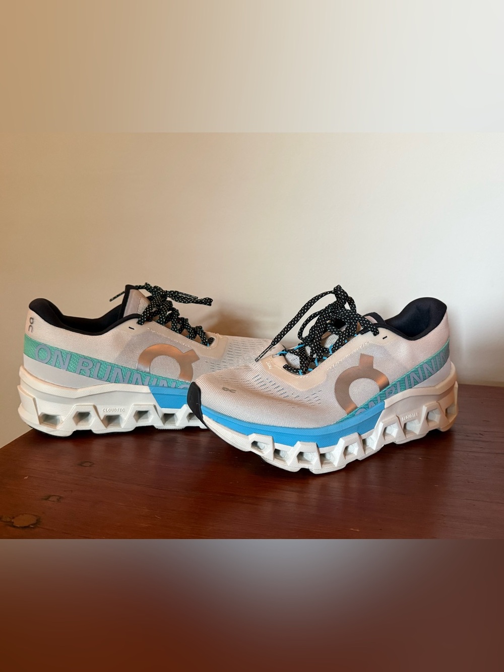 On Running Women's in White and Blue with Black Accents